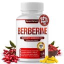 Supplément Berberine 1800mg - Premium Berberine HCl 97% haute pureté, soutient le système immunitaire, le chlorhydrate de haute puissance et l'extrait, active AMPK & GLP-1, non-OGM végétalien, pour hommes femme 90 capsules