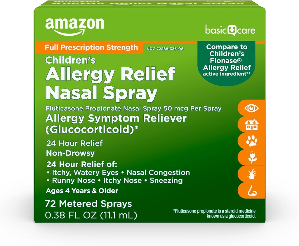 Soins de base pour enfants Fluticasone Propionate Nasal Spray, Allergie Medicine, 0,38 fl oz (paquet de 1)