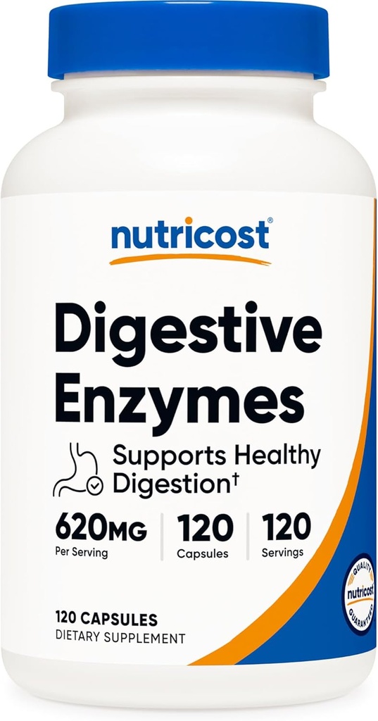 Nutricost Enzymes digestifs 620mg, 120 Capsules - Supplément enzymatique digestif complet