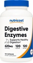 Nutricost Enzymes digestifs 620mg, 120 Capsules - Supplément enzymatique digestif complet