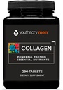 Collagène pour hommes Youtheory - 5 000 mg - Supplément de collagène quotidien pour hommes - avec 18 acides aminés - articulaires, os, muscles, croissance des cheveux, ongles et soutien de la peau* - 290 comprimés (approvisionnement de 48 jours)