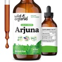 Teinture d'écorce d'Arjuna sauvage et biologique - Supplément général de bien-être - gouttes liquides sans alcool - Extrait d'écorce d'Arjuna de Terminalia - Pas de sucre et additifs, non-OGM - 4 fl oz