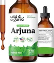 Teinture d'écorce d'Arjuna sauvage et biologique - Supplément général de bien-être - gouttes liquides sans alcool - Extrait d'écorce d'Arjuna de Terminalia - Pas de sucre et additifs, non-OGM - 4 fl oz