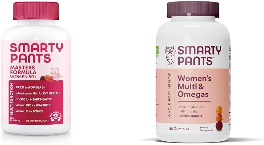 SmartyPants Gummy Multivitamine pour les femmes 50 ans et plus: Oméga 3 Huile de poisson (EPA/DHA), Methylfolate et Gummies multivitamines pour les femmes: Oméga 3 Huile de poisson (EPA/DHA), Methylfolate, CoQ10