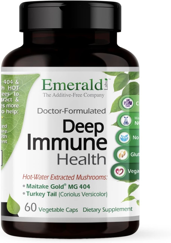 EMERALD LABS Deep Immune Health - Supplément de soutien immunitaire avec les champignons dorés Maitake, Meriva Turmeric & Astragalus Extract - 60 capsules végétales (30 jours d'approvisionnement)