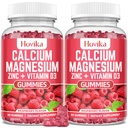 Gommies de zinc de magnésium de calcium avec vitamine de potassium C, B6, D3, K2 - Calcium pour les femmes et les hommes - Supplément multivitamine de zinc de magnésium de calcium pour les os, les muscles, les dents, le calme, l'humeur - 2 Pack - 60 Cts
