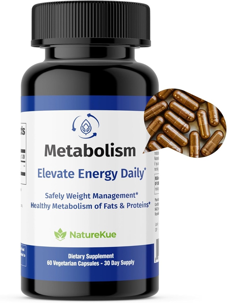 NatureKue Métabolisme (en anglais seulement) Gestion du poids naturel et soutien énergétique (en anglais seulement) Immune & Digestive Health (en anglais seulement) Puerh Tea Extract, Green Tea, Herbal Supplement for Metabolism Boost – 60 Capsules végétariennes