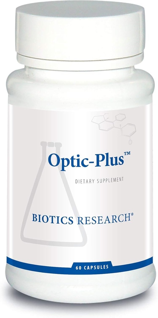 Recherche en biotique Optic Plus Vitamine oculaire et supplément de soutien minéral avec lutéine et zéaxanthine, tissu rétinien sain et vision 60 capsules