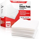 EVERLIT [Extra-Thick] 4'x4'' Sterile Gauze Pad 12-Ply, 100 Pack, Enveloppé individuel, Ultra Absorbant Grandes éponges non tissées pour soins médicaux à domicile