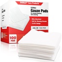 EVERLIT [Extra-Thick] 4'x4'' Sterile Gauze Pad 12-Ply, 100 Pack, Enveloppé individuel, Ultra Absorbant Grandes éponges non tissées pour soins médicaux à domicile