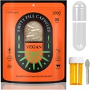 00 Capsules 1000 Compte, Pilules vides, Capsules véganes vide, Capsules de gel Taille 00 avec cuillères et bouteille de médicament pour remplissage de gélules, Capsules végétales vide, clair