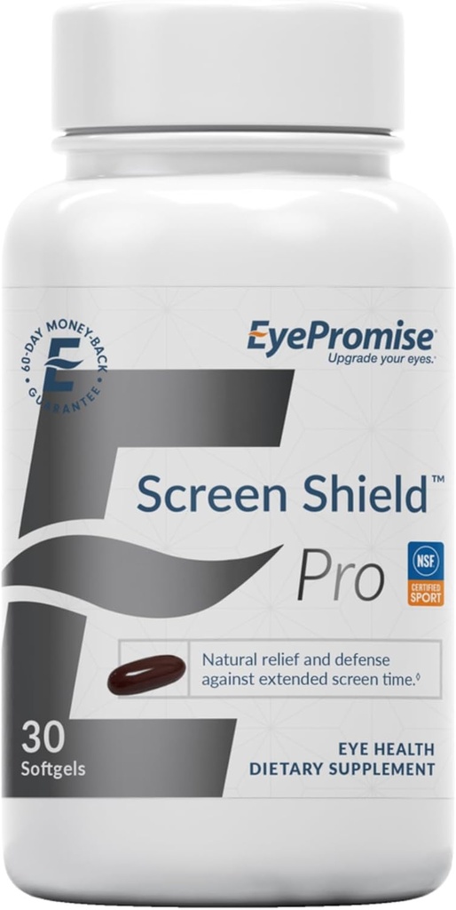 EyePromise écran bouclier Vitamine des yeux - 30 mois, 30 jours d'approvisionnement - Supplément des yeux avec Omega 3s, Zeaxanthin, Lutéine, Bilberry, Zinc & Vitamines pour les yeux fatigués et entraînés