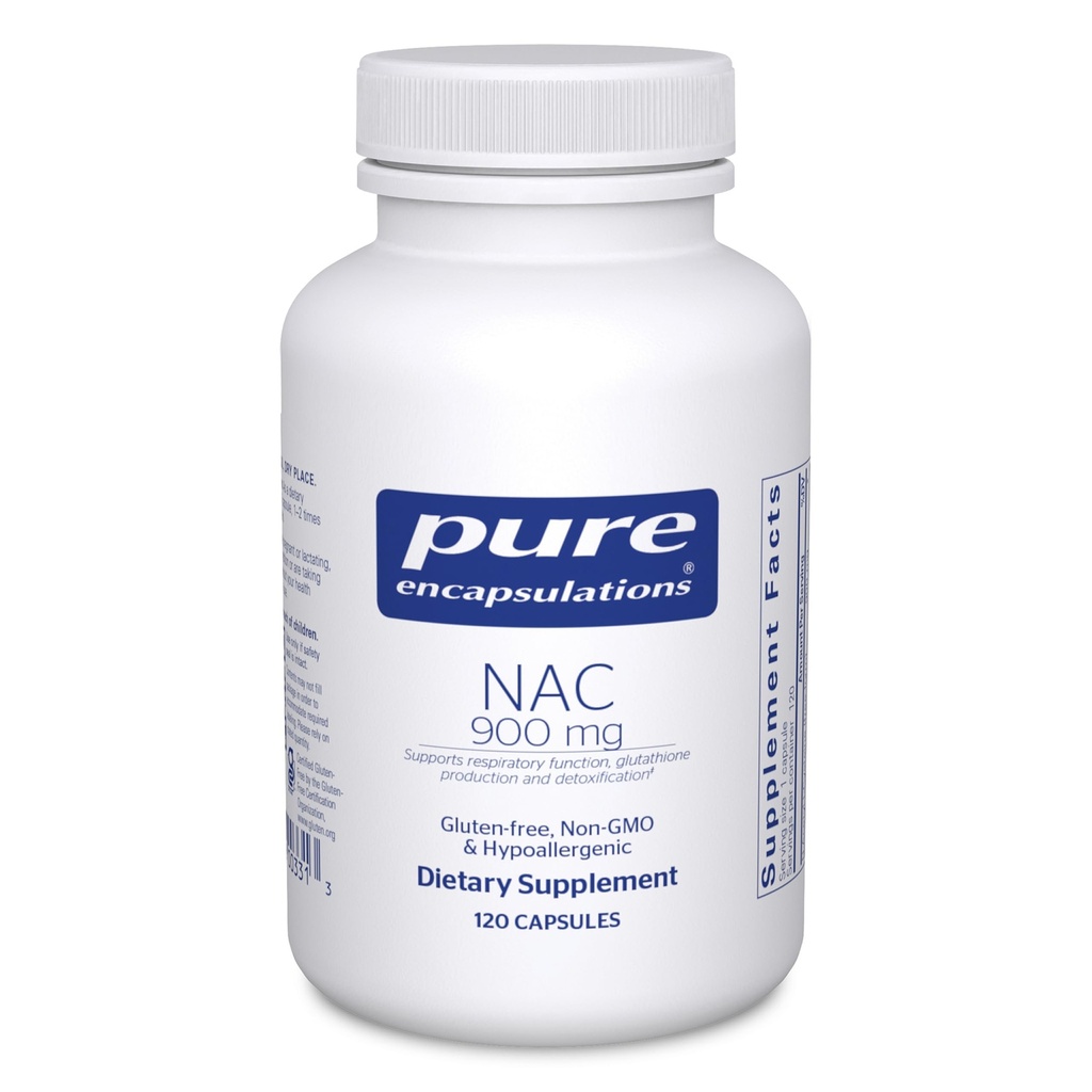 Encapsulations pures NAC 900 mg - Supplément N-acétyl Cysteine Amino Acid pour support pulmonaire et immunitaire, foie et antioxydants* - 120 capsules