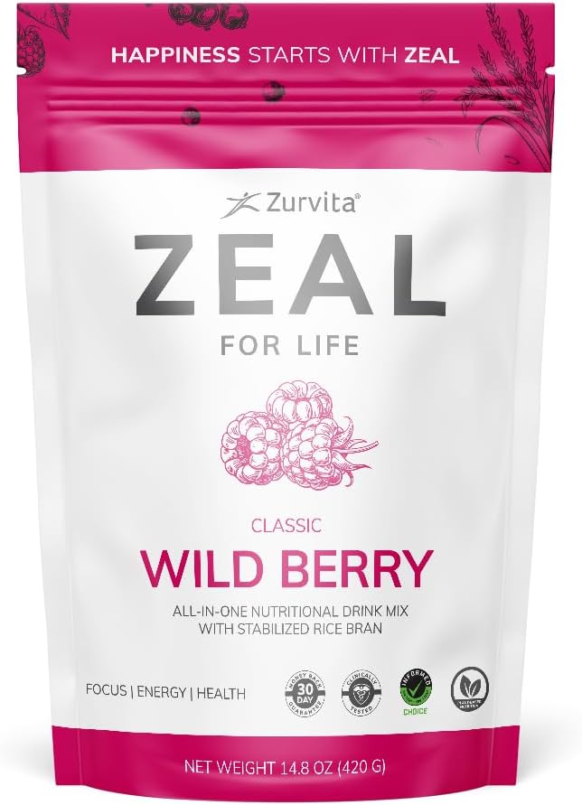 Zurvita - Zéal pour la vie Sac de bien-être de 30 jours - Berry sauvage (classique) - Supplément nutritionnel pour la vitalité, l'immunité et le bien-être - 420 Grams