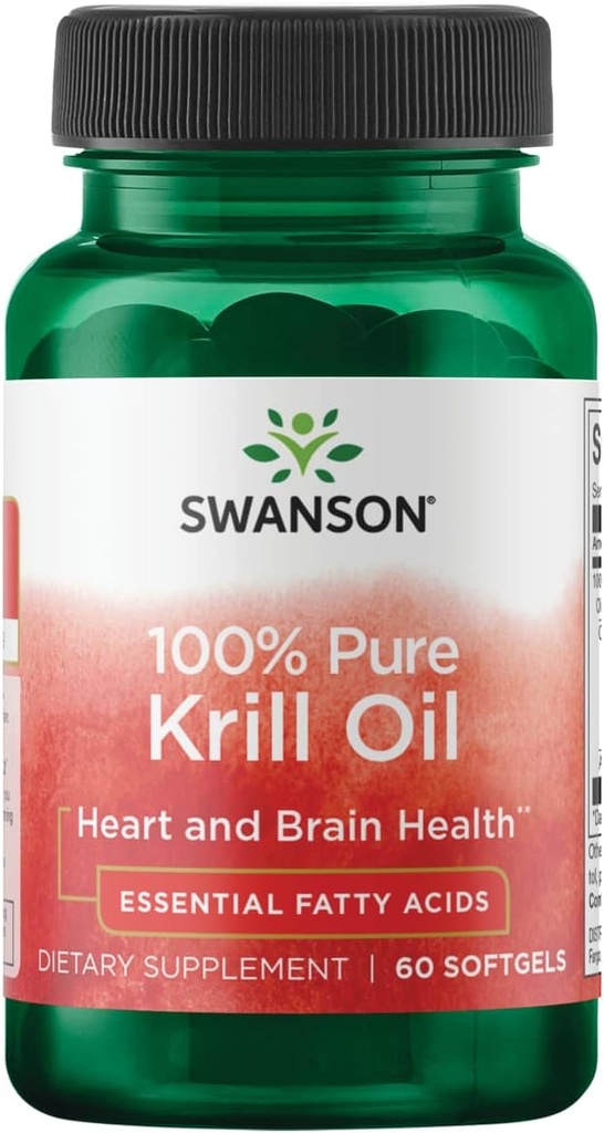 Swanson Huile de Krill 100% pure 500 Milligrammes 60 gels