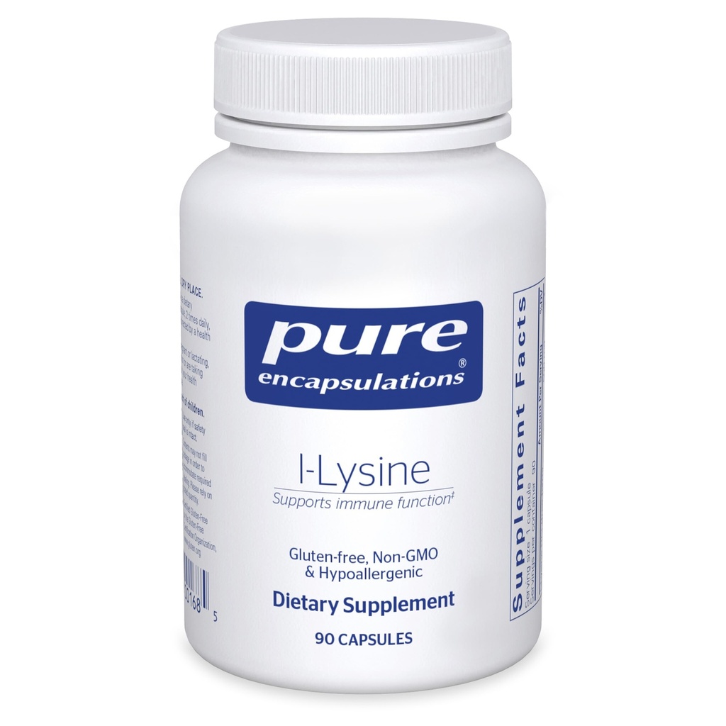 Encapsulations pures L-Lysine - Supplément à l'acide amino essentiel pour le soutien immunitaire et la santé des lèvres* - avec HCl L-Lysine - 90 capsules