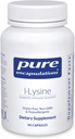 Encapsulations pures L-Lysine - Supplément à l'acide amino essentiel pour le soutien immunitaire et la santé des lèvres* - avec HCl L-Lysine - 90 capsules