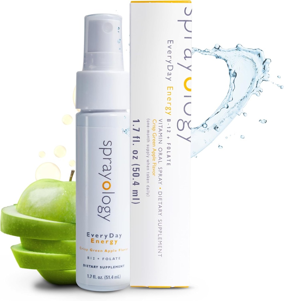 Sprayologie L'énergie quotidienne La vitamine B12 et le supplément folate Vaporisateur oral végétalien pour l'énergie, le métabolisme et le soutien du cerveau