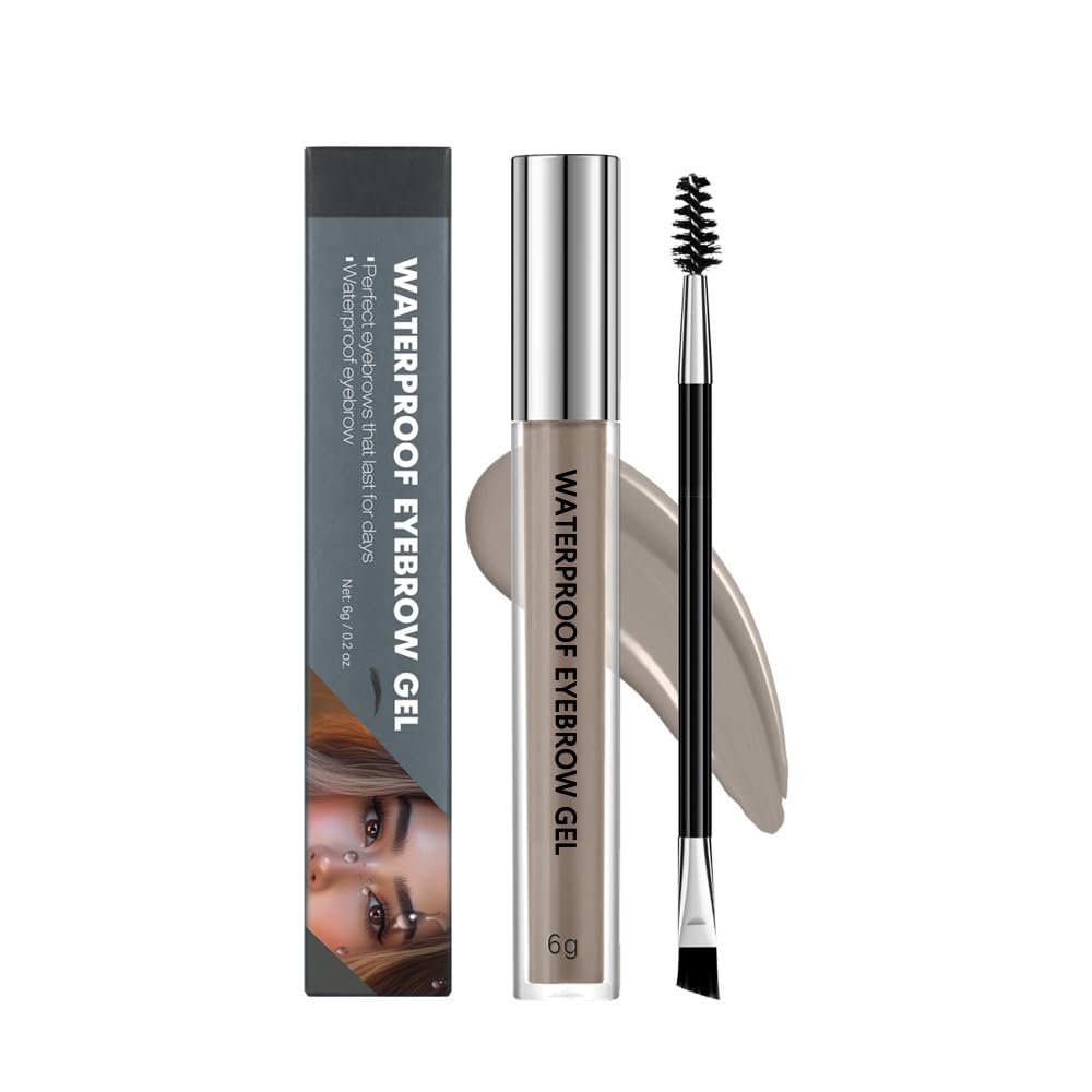 Gel de sourcils imperméable, séchage rapide Long Lasting Smudge Proof Formula pour créer des sourcils naturels, application facile pour tous les types de peau (gris fumé, grand)