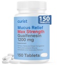 Comprimés à libération prolongée du curiste Guaifenesin 1200 Mg - 150 Comptez Comprimés à libération prolongée du mucus à force maximale OTC - Congestion claire