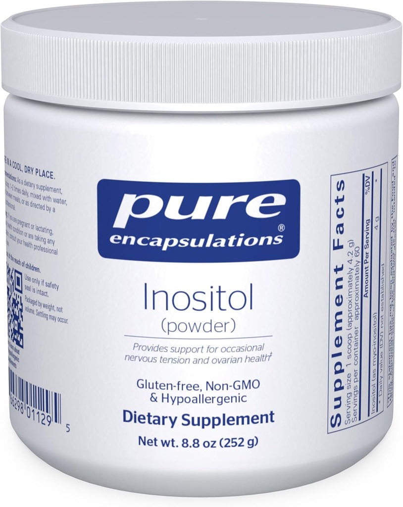 Encapsulations pures Inositol (poudre) - Supplément pour soutenir l'énergie, le système nerveux et la fonction ovarienne* - avec Myo-Inositol - 8,8 Ounces