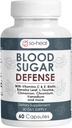 Sugar Shield Defense Supplement - Cinnamon, Chrome, Vanadium, Triple Protection pour le cœur, Métabolisme, Énergie - 60 Capsules, Fabriqué aux États-Unis