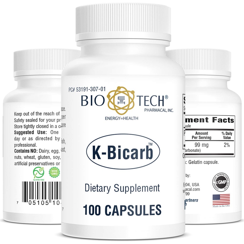 Supplément alimentaire potassique de Bio-Tech Pharmacal (K-Bicarbe, 100 Nombre)