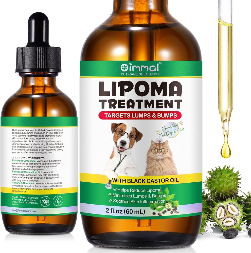 Lipoma Cibles de traitement Garde pour chiens Lumps et Bumps 2 fl.oz, Lipoma Traitement pour chiens Chats, Lumps et Bumps gras adoucis, Huile de ricin pour animaux de compagnie, Suppléments Lipoma Reduction, Immune Support