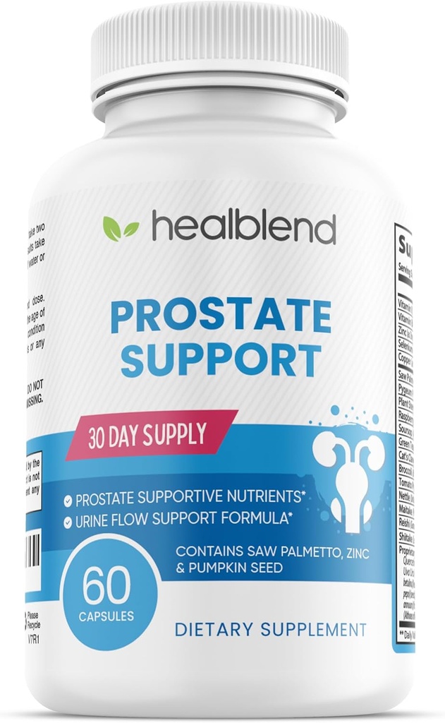 Prostate Formula - Supplément Prostate Support pour les hommes - Saw Palmetto, Pygeum Africanum Poudre, Zinc, Graines de citrouille - Avec une miction fréquente, améliore le sommeil et le malaise de la vésicule – 60 capsules