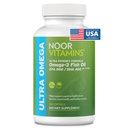 Noor Vitamines Huile de poisson halal, Vitamines halal, Ultra Oméga 3 Poissons sauvages péruviens (800 mg EPA et 400 mg DHA) Soutien cardiaque, cerveau et articulations, sans OGM et sans gluten (120 Nombre)
