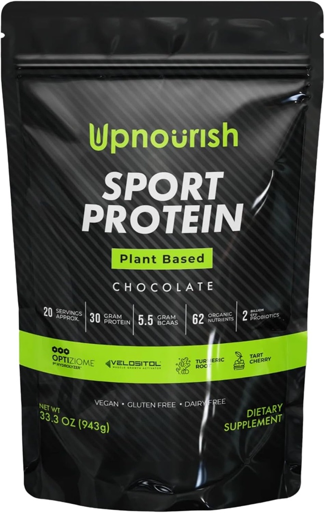 Vegan Sport Protéines en poudre Chocolat 20 portions – 30g Protéines à base de plantes, VELOSITOL, BCAAs, Verts et fruits biologiques, Probiotiques, Tart Cherry pour la récupération après entraînement, Inform Sports certifiés Keto