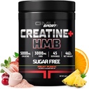 GMU SPORT - Monohydrate de créatine avec poudre HMB - 45 portions, suppléments de créatine HMB, créatine avec HMB pour augmenter la force, la croissance musculaire et l'énergie accrue, 3G HMB/fruit Punch