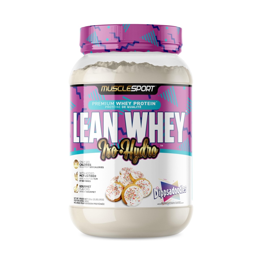 Poudre de protéines de Lean Whey RevolutionTM de Musclesport - Isolation de protéines de Whey - Faible teneur en calories, faible teneur en glucides, faible teneur en gras, colorants incroyables - 25g de protéines par scoop (2lb, Dippsadoodles)