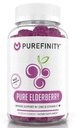 PUREFINITY Gommies de mûres aînées avec Sambucus, vitamine C et zinc – Votre supplément quotidien parfait 3-en-1 pour les enfants et les adultes – sans gluten, sans OGM, végétalien, 60 comtes