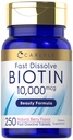 Carlyle Biotin 10000mcg. 250 comprimés rapidement dissous.
