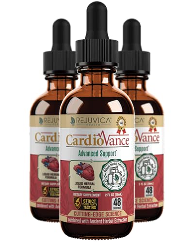 Rejuvica Health CardioVance - Supplément de soutien cardiaque - Livraison liquide pour une meilleure absorption - Hawthorne, Hibiscus, Arjuna, Olive Leaf & More!