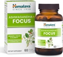 Himalaya Ashwagandha+ Focus - Supplément de focus à base de plantes avec B12, Rosemary, Green Tea et Bacopa Nootropics pour la mémoire et la clarté - végétalien, non-OGM, sans gluten, 1690 mg, 60 Caplets