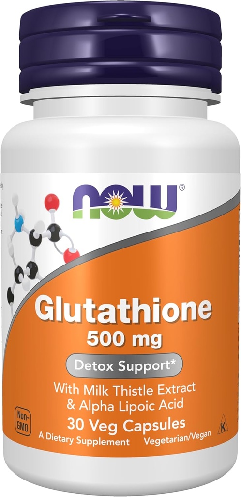 NOW Foods Supplements, Glutathione 500 mg, With Milk Thistle Extract & Alpha Lipoic Acid, Free Radical Neutralizer*, 30 Veg Capsules