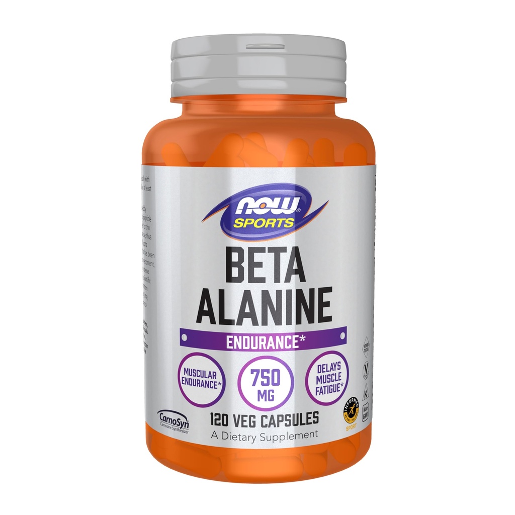 MAINTENANT Aliments Sports Nutrition, Beta-Alanine 750 mg, Retarde la fatigue musculaire*, Endurance*, 120 gélules