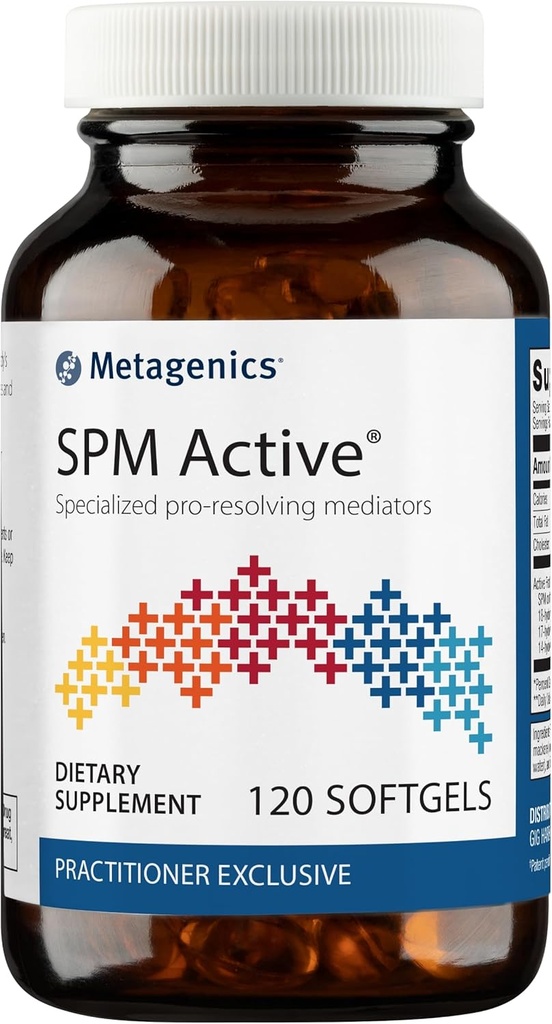 Métagène SPM Active - Médiateurs spécialisés de résolution Pro pour le confort articulaire, la santé tissulaire et le soulagement des troubles mineurs* - Non-OGM - Sans gluten - 120 Softgels