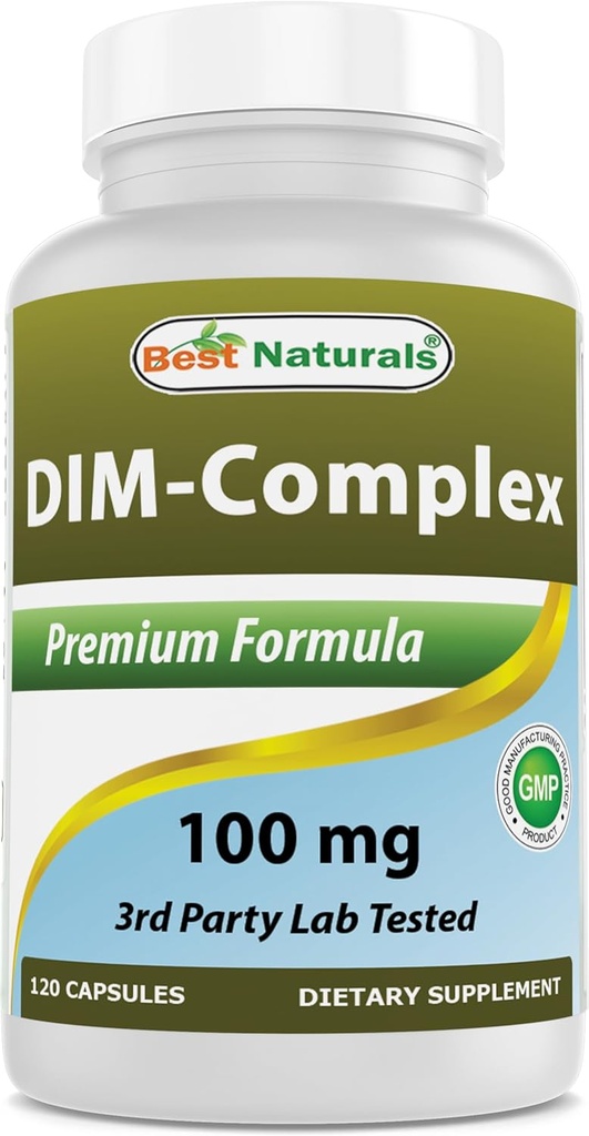 Meilleur supplément DIM naturel 100 mg 120 Capsules, DIM pour le métabolisme et l'équilibre œstrogènes, pour la ménopause, le bâtiment corporel, le PCOS et l'acné hormonal