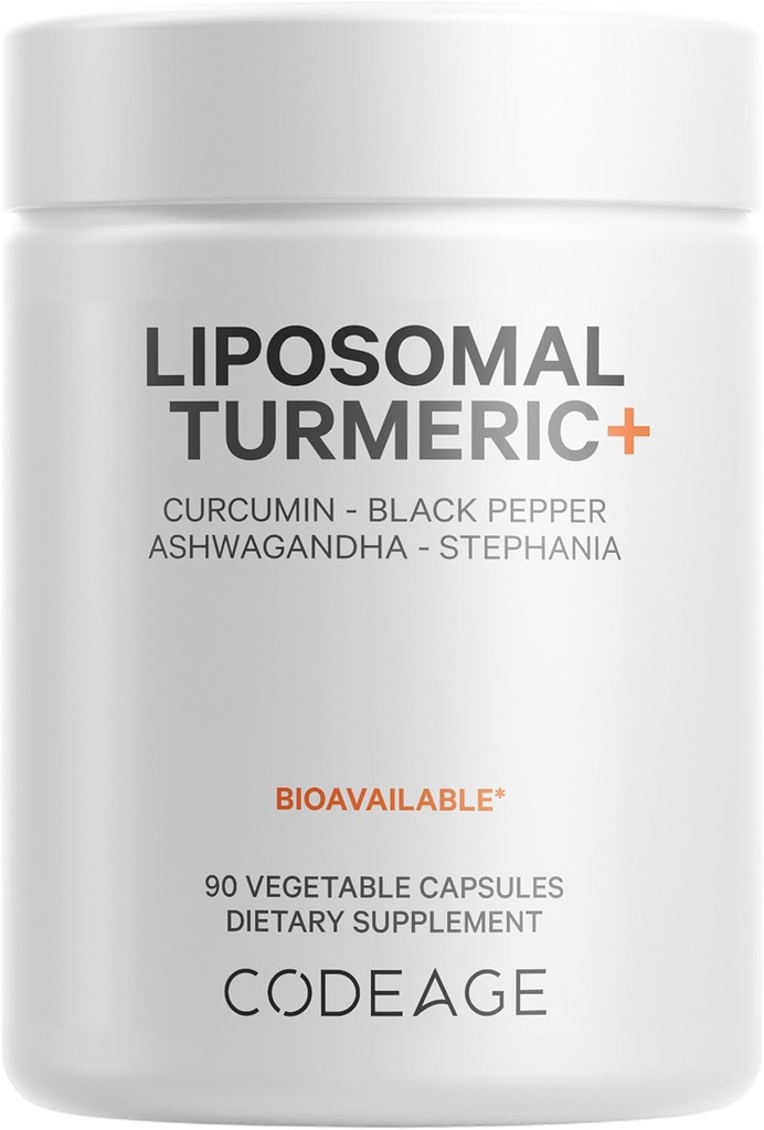Supplément curcuma biologique de codage - Pilules d'extrait de curcumine à 95 % - Mélange botanique fermenté liposomique Poivre noir, Ashwagandha, Ginger, Stephania, Boswelia, Cumin, Aitters digestifs - 90 capsules