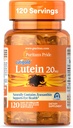 Puritan's Pride Premium LutigoldTM Lutein Caroténoïde 20mg avec Zeaxanthin pour les hommes et les femmes, complément alimentaire pour le soutien de la santé oculaire, 8 mois d'approvisionnement, 120 Softgels faciles à avaler