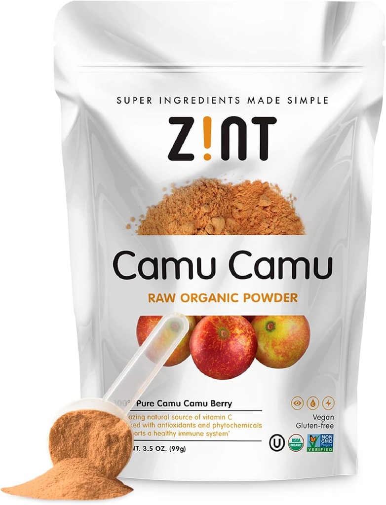 Zint Camu Camu Powder Organic | Superfood Powder | Organic Fruit Ingredient | Antioxidants Source Perfect for Smoothies, Juices, Ice Creams | Non-GMO, Gluten-Free, Kosher | 3.5 oz