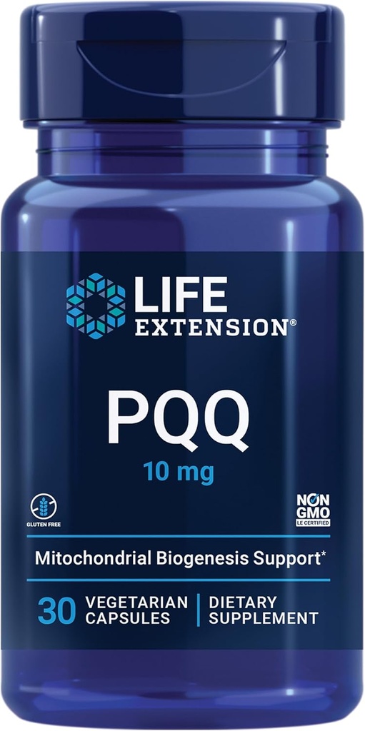 Extension de vie PQQ Caps – Pyrroloquinoline Quinone, 10 mg – favorise la croissance de nouveaux Mitochondries, ATP, support énergétique – sans gluten, non OGM, végétarien – 30 capsules