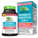 Zenwise Health 3-en-1 Supplément probiotique pour les femmes pour la santé digestive, gut Flora et vaginale - Probiotiques et prébiotiques quotidiens pour les femmes avec des enzymes digestives soutient le gonflement et le dégazage - 60 Compte