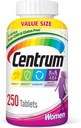 Multivitamine centrum pour femmes, supplément multivitamine/multiminérale avec fer, vitamine D3, vitamine B et vitamines antioxydantes C et E, comprimé, sans gluten, ingrédients non OGM - 250 Nombre