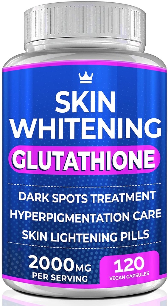 Glutathion Blanchiment Pills - 120 Capsules 2000mg Glutathion - Supplément efficace d'éclaircissement de la peau - Spots foncés, Melasma & Acne Scar Remover, traitement d'hyperpigmentation - Anti-oxydant anti-âge