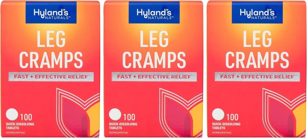 Crampes des jambes de Hyland, relief des jambes, du veau, des chevaux Charley et des crampes des pieds, 100 comprimés à dissolution rapide 3-pack (300 Total)