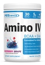 PEScience Amino IV BCAA & EAA Poudre, acides aminés essentiels, Taurine, électrolytes pour l'hydratation et la récupération musculaire, sans sucre pour les hommes et les femmes, post entraînement - Raisin de framboise - 30 portions